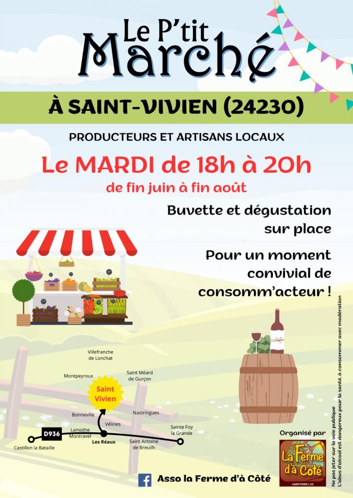 Le petit marché à Saint Vivien.