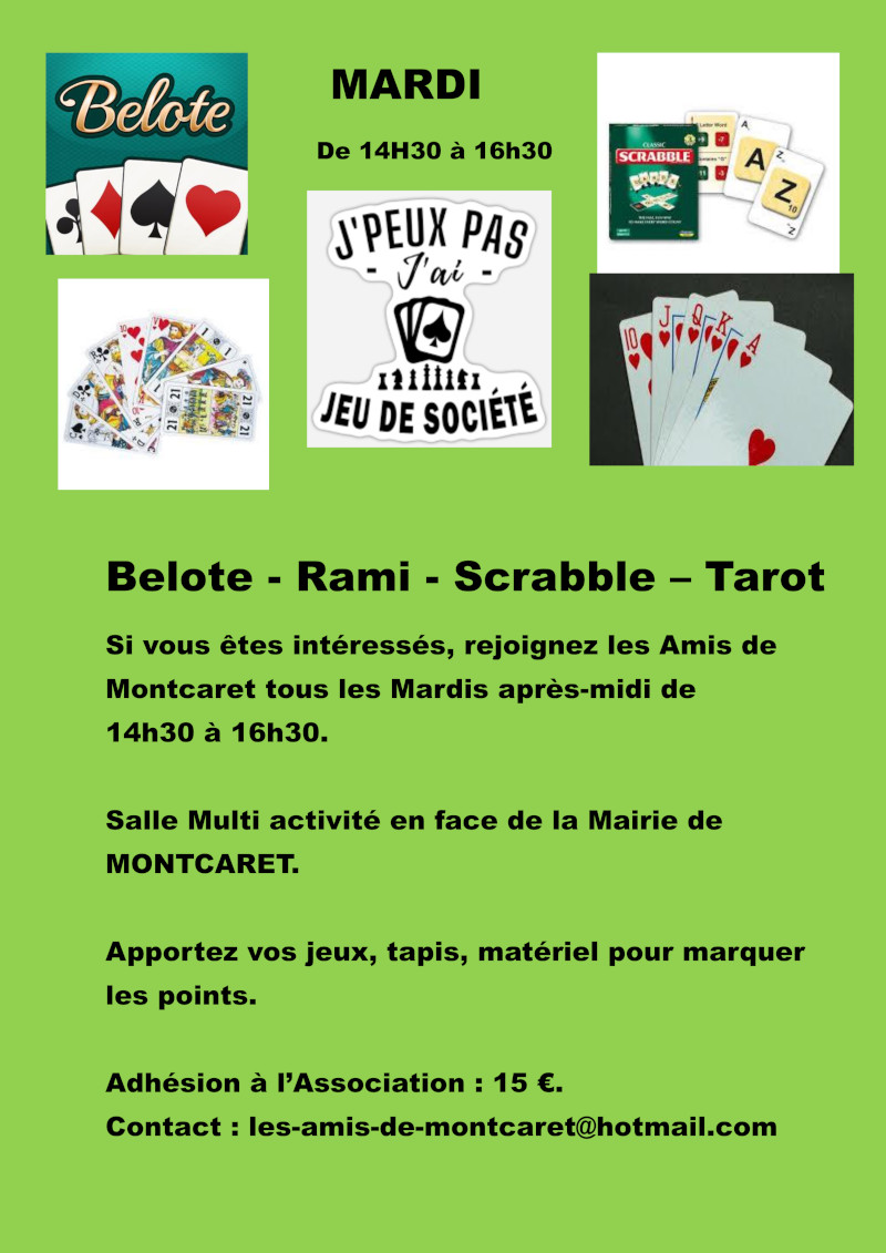 Animations Belote - Tarot - Scrabble- Rami