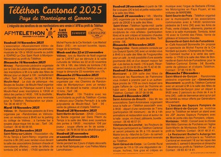 Téléthon cantonal : les manifestations